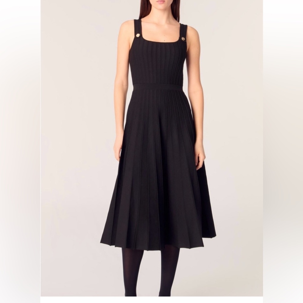 Sandro NWT Pleated Knit A-Line Midi Dress - Picture 1 of 7